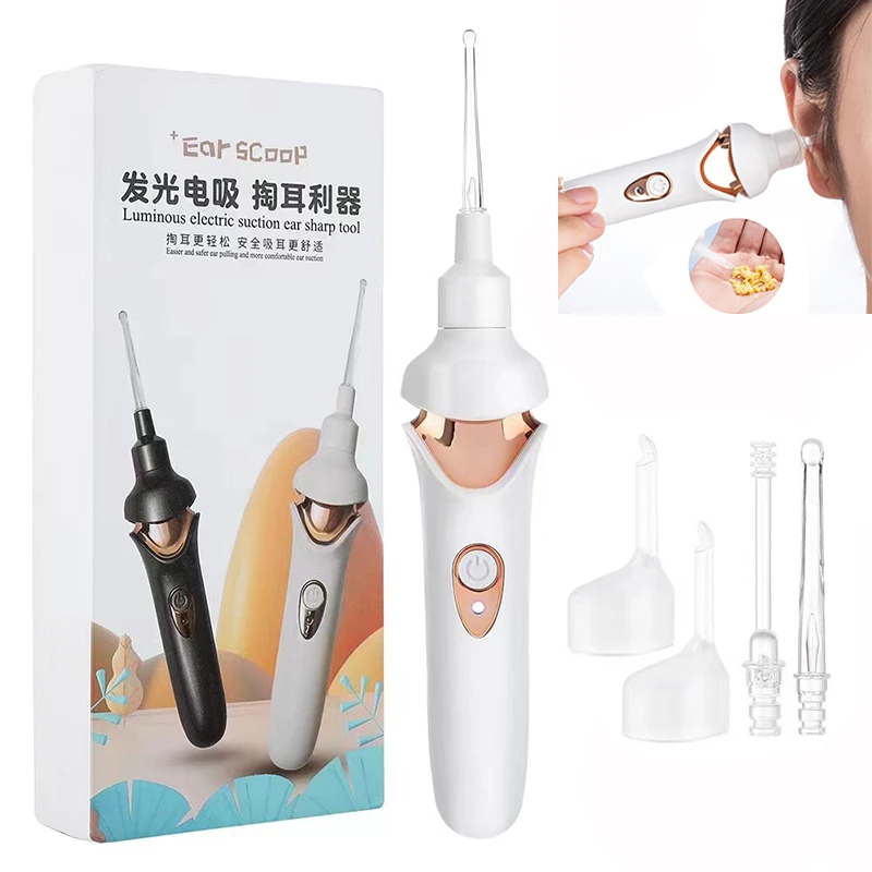 Electric Ear Wax Remover Visual LED Light Suction Ear Scoop Luminous Ear Cleaner Portable Soft For Adults Kids Safe Care Tool