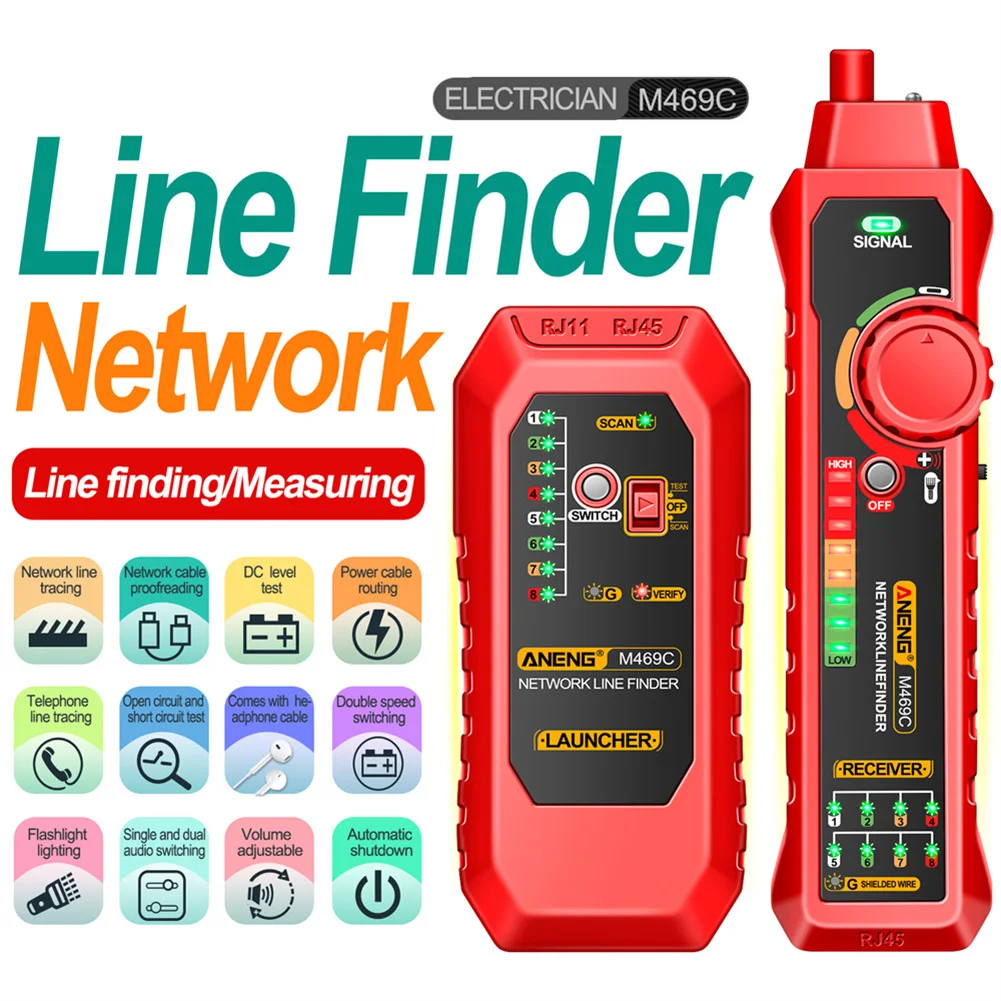 

Multifunction Network Cable Finder RJ45 RJ11 with Earphone LAN Cable Tester Ethernet Cable Telephone Line Tester Networking Tool