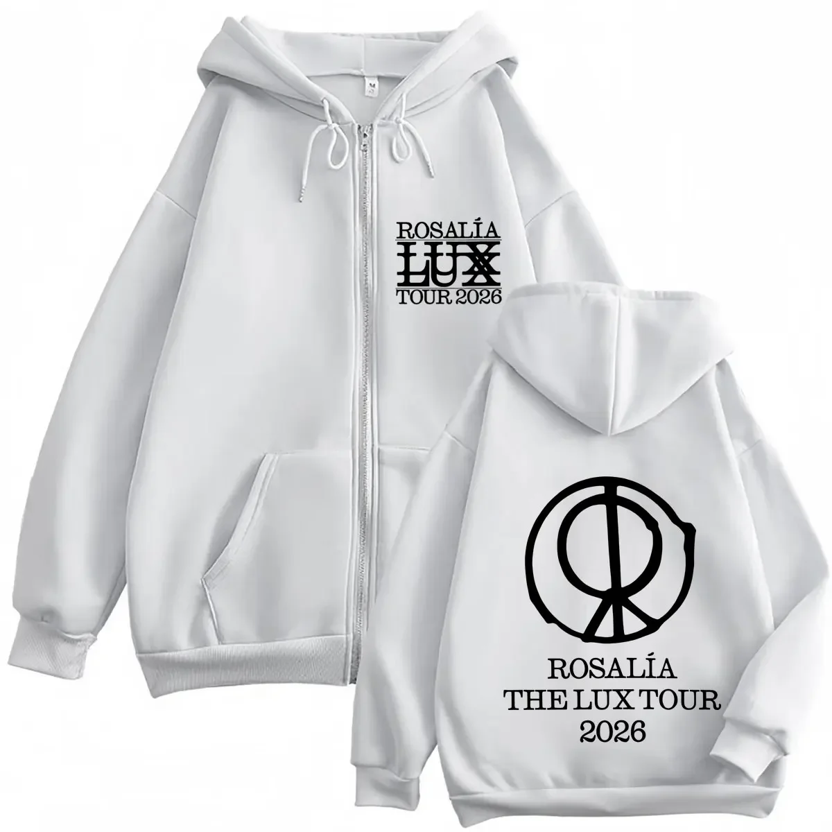 Singer Rosalia Lux Album 2026 Tour Print Zipper Hoodie Men Women Hip-hop Sweatshirts Loose Oversized Hip-hop Zip Up Jacket Coat