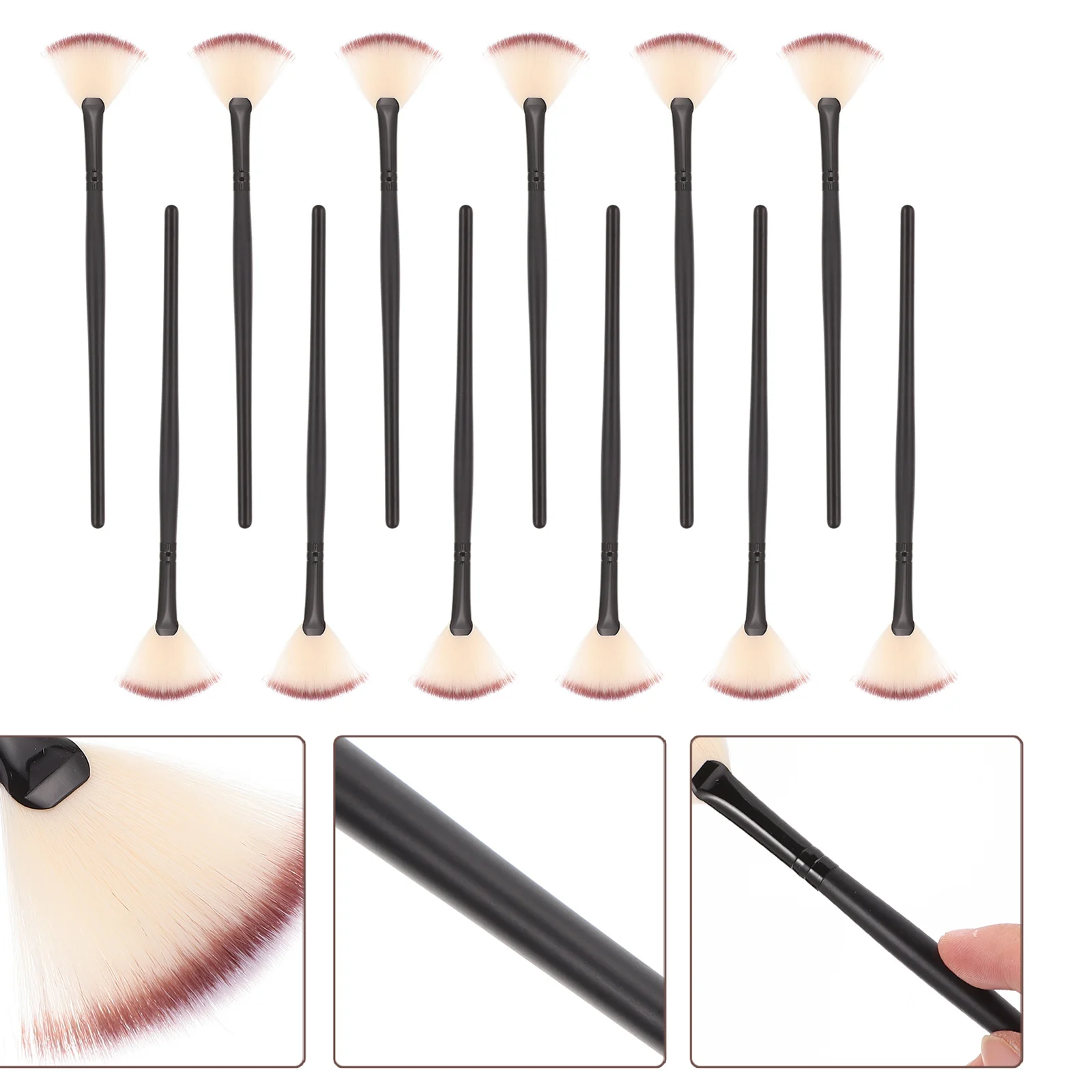 12 Pcs Fan Shaped Makeup Brush Face Mask Beauty Salon Wooden Handle Women Applicator Skincare Set