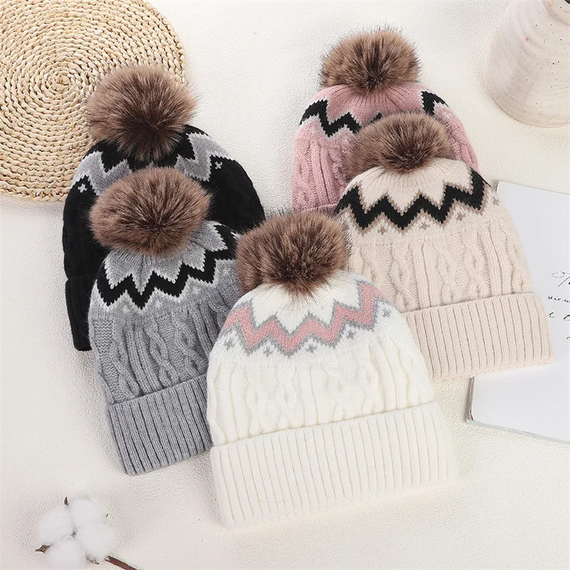Winter Warme Gestrickte Hüte für Frauen Männer Farbe-blockiert Gestreiften Mützen Dame Herbst Weibliche Outdoor Casual Weiche Skullies Ski caps
