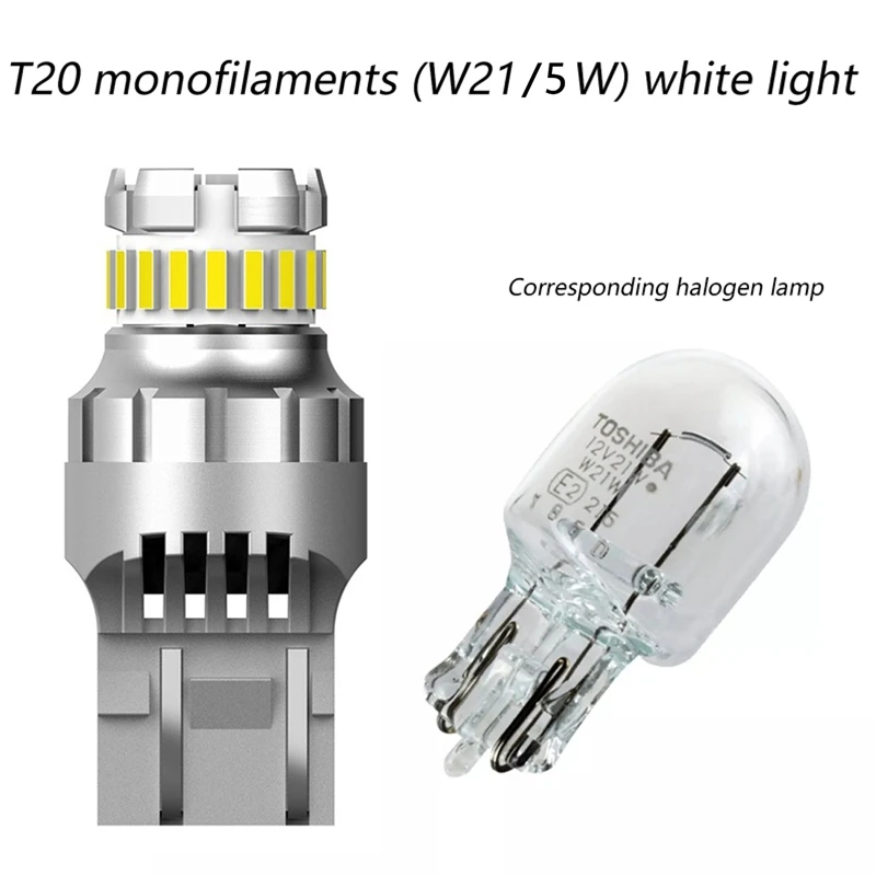 Car T20 7440 W21W LED Canbus Reverse Lights W21/5W 7443 LED Bulb Brake Turn Signal Lights 6500K Super Bright Tail Lamp