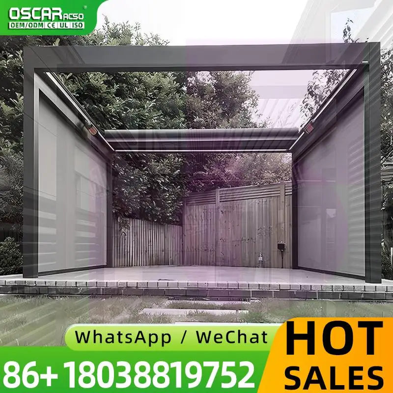 عريشة ألومنيوم خارجية مقاومة للماء على شكل سقف معدني للحديقة