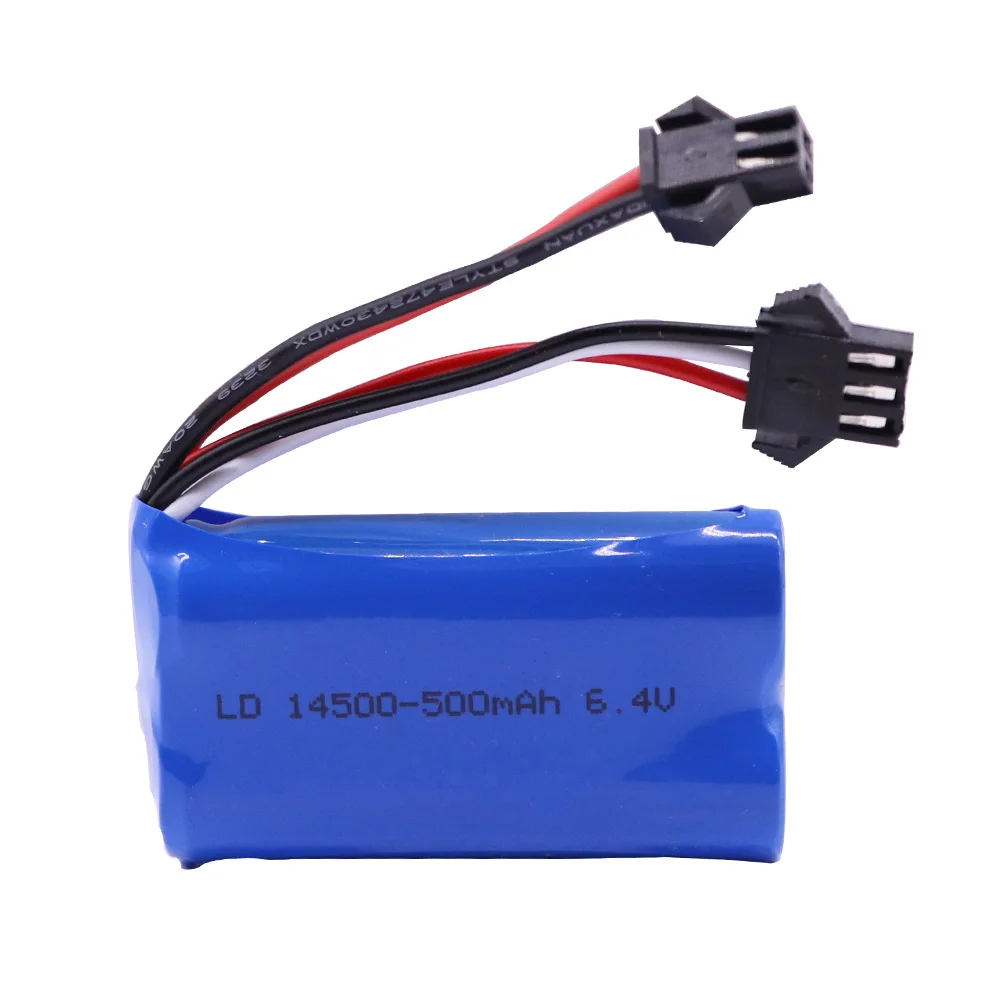 14500 500mah 6.4 v litowo-jonowy bateria z ładowarką USB dla Wltoys 18401/18402 RC samochód terenowy 6.4 v dla zabawki zdalnie sterowane samochodów turcków