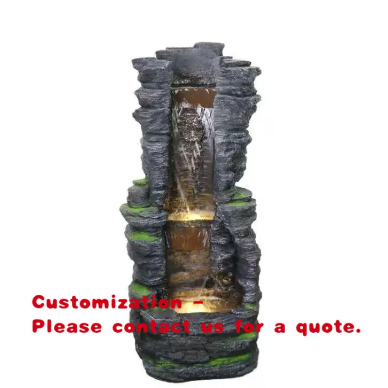 custom.Rockery Indoor Large Resin Ornament Popular Wood Curtain Wall Garden Yard Lawn Fall Waterfall Tier Fountain