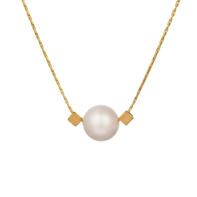 ANENJERY 316L الفولاذ المقاوم للصدأ تقليد اللؤلؤ قلادة قلادة للنساء المتخصصة كل مباراة مجوهرات الإكسسوار