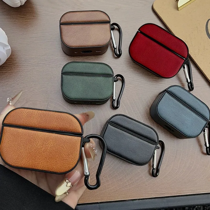 Retro Leather Business Simple Earpods Case For Apple Airpods 1 2 3 4 Wireless Earphone Cover Charging Box For Airpods Pro2 Cases