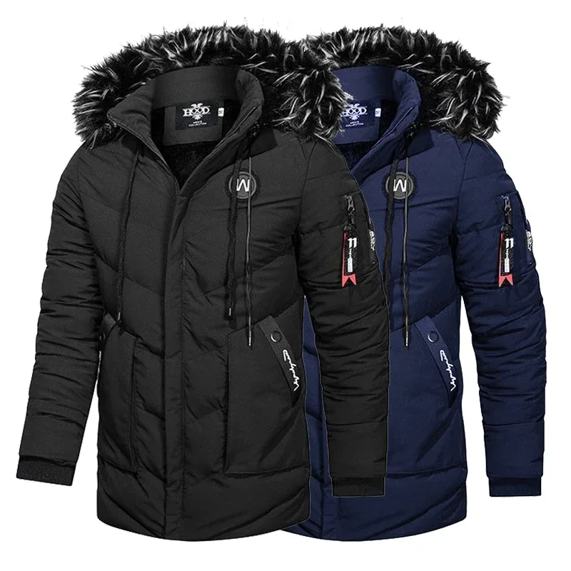 High Quality Men's Casual Jacket Male Fashion Winter Parkas Fur Trench Thick Overcoat Windproof Heated Jackets Cotton Warm Coats