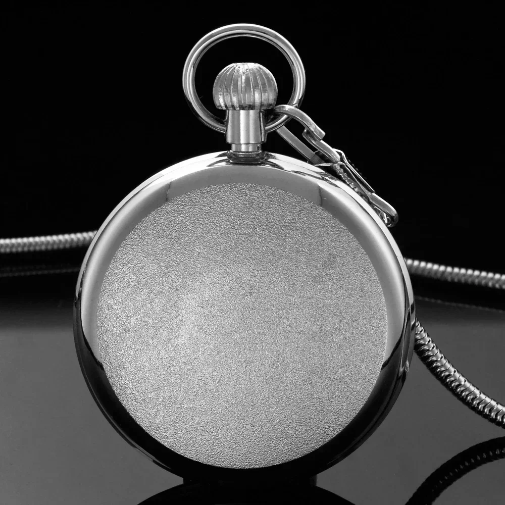 Antique Silver London 1856's Luxury Pocket Watch Mechanical Hand Winding Stainless Steel Case Mens 30cm Chain Pocket Watch Gift