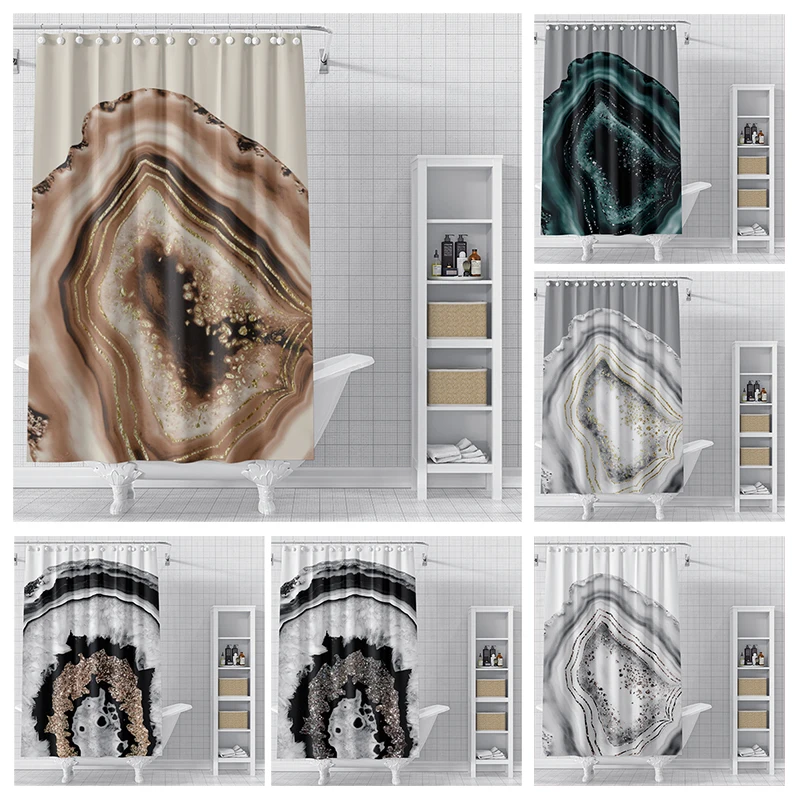 

Black/Gold Abstract Shower Curtain - Waterproof & Anti-Mold Modern Bathroom Decor180x180cm 180x200cm
