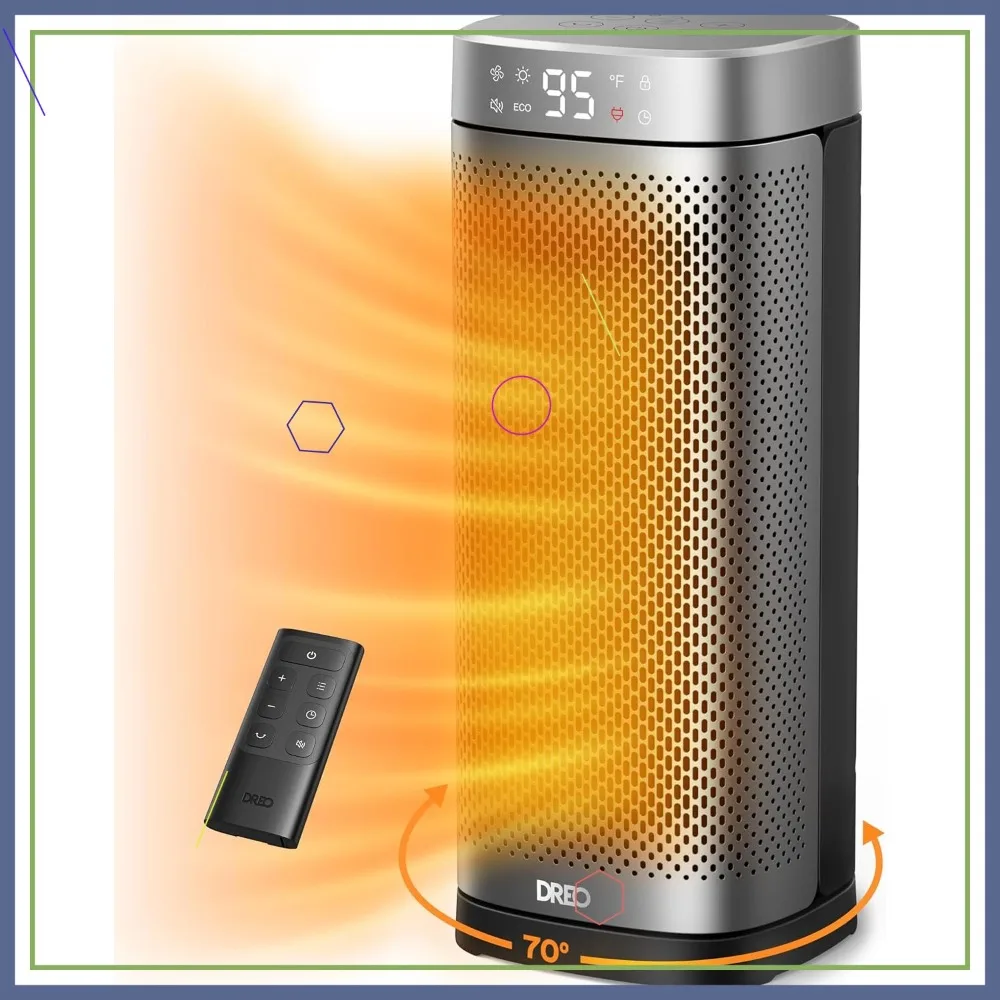 

16-Inch Fast Heating Portable Space Heater with Remote, Timer, Oscillation & Safety Features for Bedroom Office