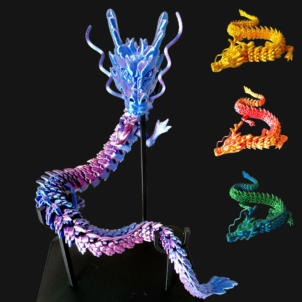 3D Printed Chinese Dragon Model Fidget Toy Flexible Articulated Crafts Ornaments Home Desktop Decoration Figurines Statue Gifts