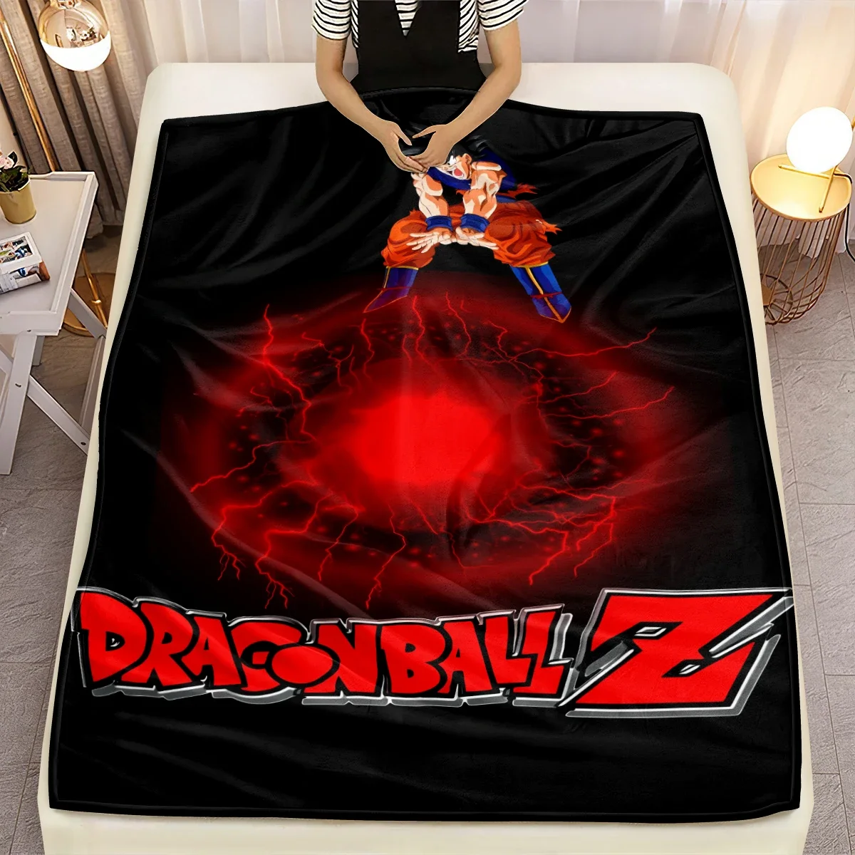 Dragon Ball Z Anime-Decke Son Goku Flanell Lustige Warme Wurfdecke für Bett Sofa Frühling Anime-Tagesdecke für das Bett