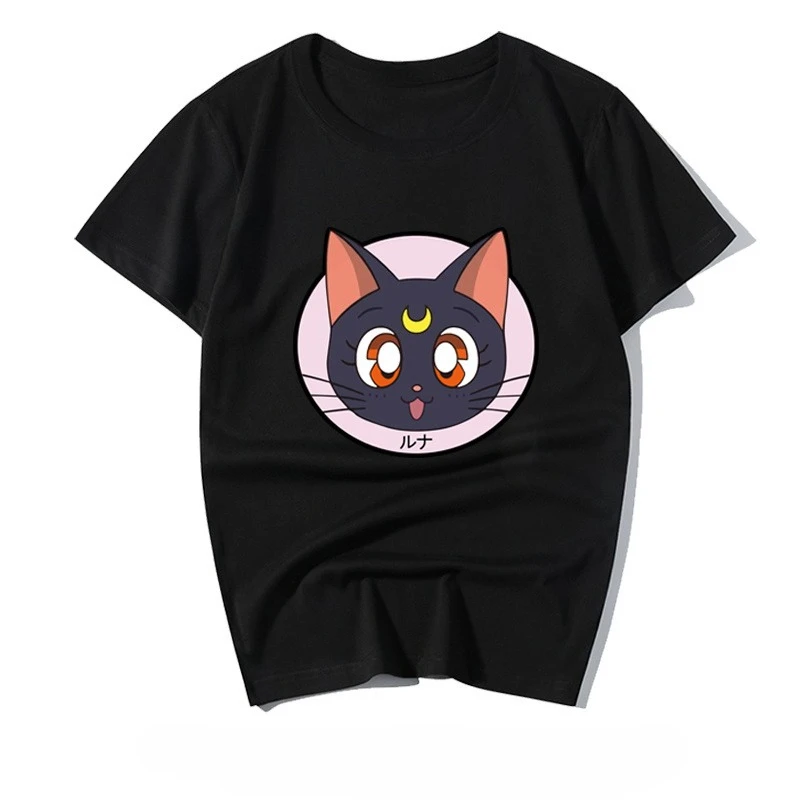Bandai Sailor Moon Luna Niedliches Grafik-T-Shirt, modische Streetwear für Männer und Frauen