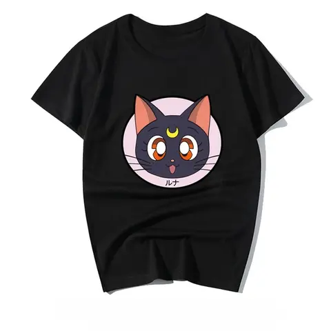 Bandai Sailor Moon Luna Cute Graphic T-shirt Fashion Streetwear for Men Women