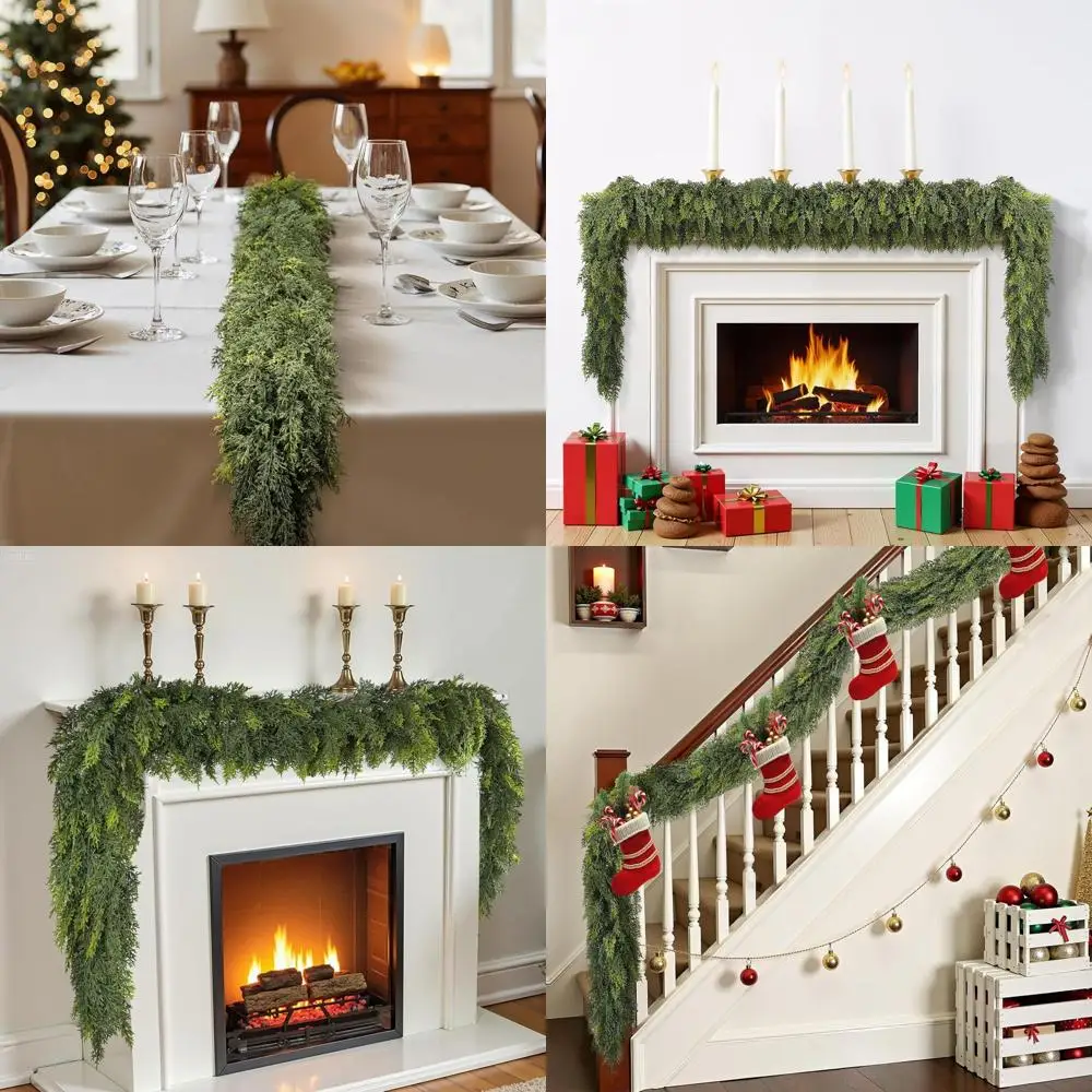 

9-Foot Cedar Garland: Premium Real Touch Cypress for Elegant Indoor or Outdoor Christmas Decor