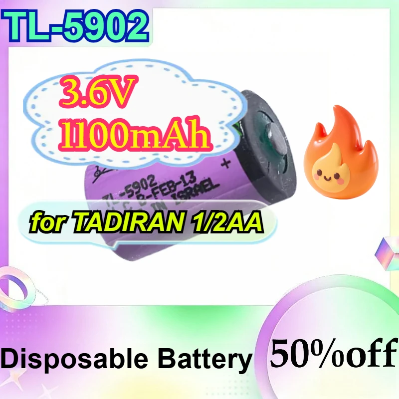 

3PCS-TL-5902 for TADIRAN 1/2AA 3.6V 1100mAh Lithium Battery for Industrial Control Disposable Battery