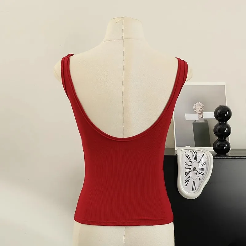 

Chic Womens Tank Tops with Built in Bra Crop Top for Women Spaghetti Strap Solid Color Casual Camisole Korean Fashion Dropship