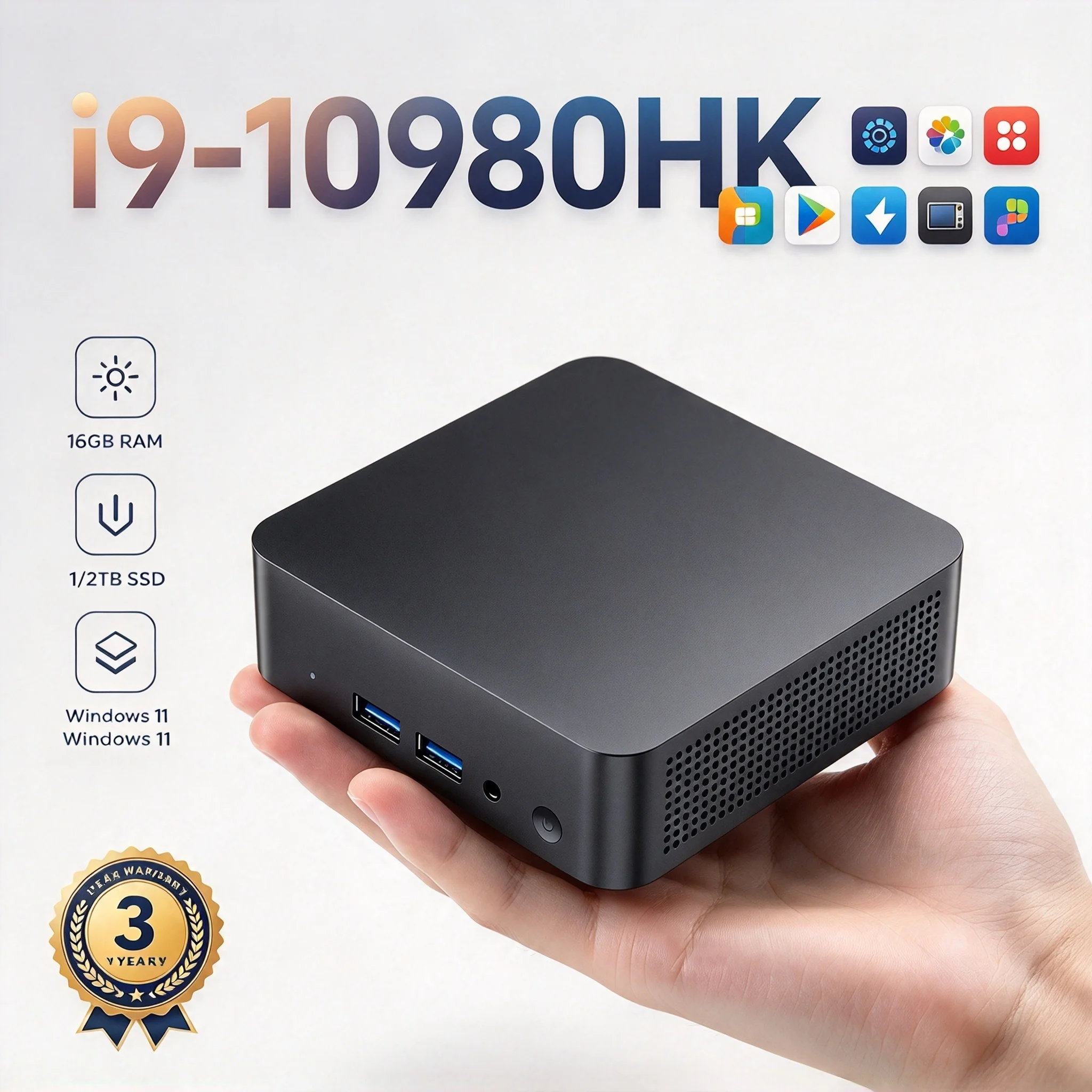 인텔 코어 i9 10980HK 미니 데스크톱 PC, 윈도우 프로, 16GB/32GB RAM, 1TB/2TB SSD, 4K HD, 듀얼 HDMI 출력, Wi-Fi 6, 블루투스 5.0, 휴대용 미니 PC