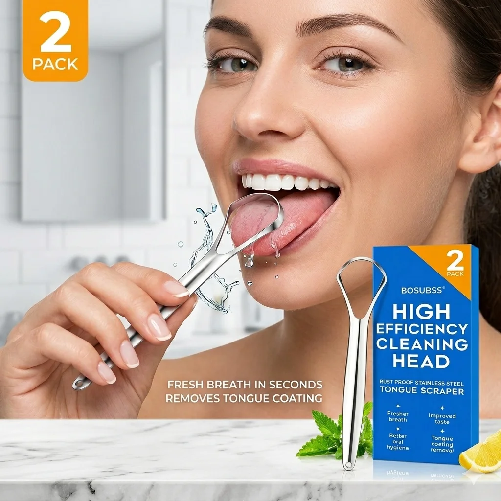 2pcs Tongue Scrapers, Tongue Cleaner for Adults, Ergonomic Design, Soft / Flexible Tip, Easy to Clean, Reusable, Gift for Family