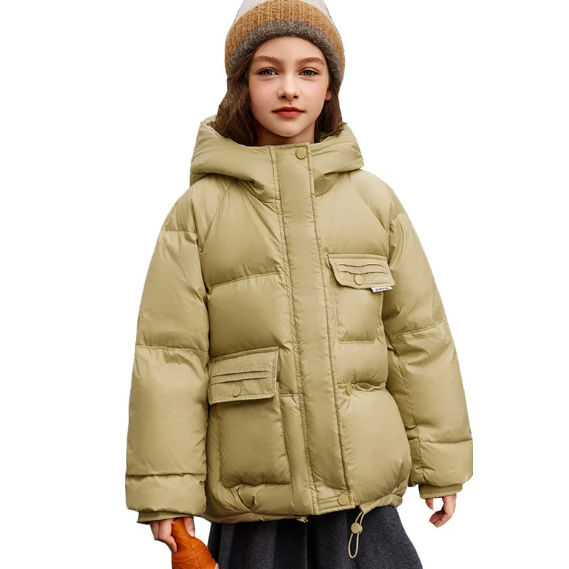 OLEKID 2024 Winter Down Jacket For Girl 90% White Duck Down Hooded Thick Warm Teenage Girl Outwear Coat 5-16 Years Kids Parkas