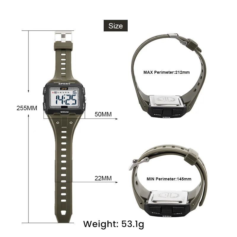 TPW Oversized Digital Watch Big Numbers Easy to Read 5ATM Water Resistant