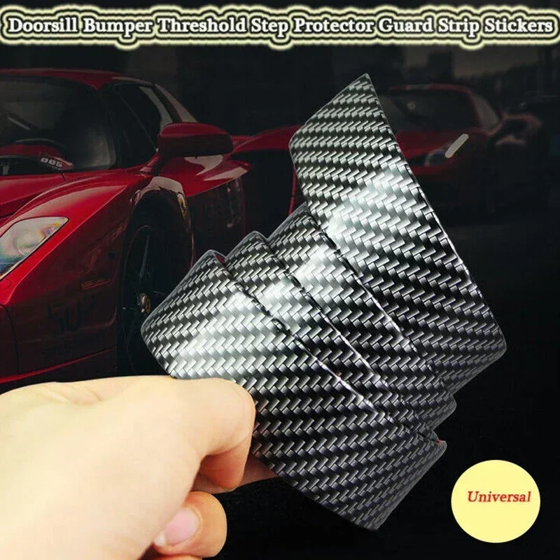 Universal Car Stickers Doorsill Bumper Threshold Step Carbon Fiber Protector Guard Strip Sticker Anti Scratch Strips Film