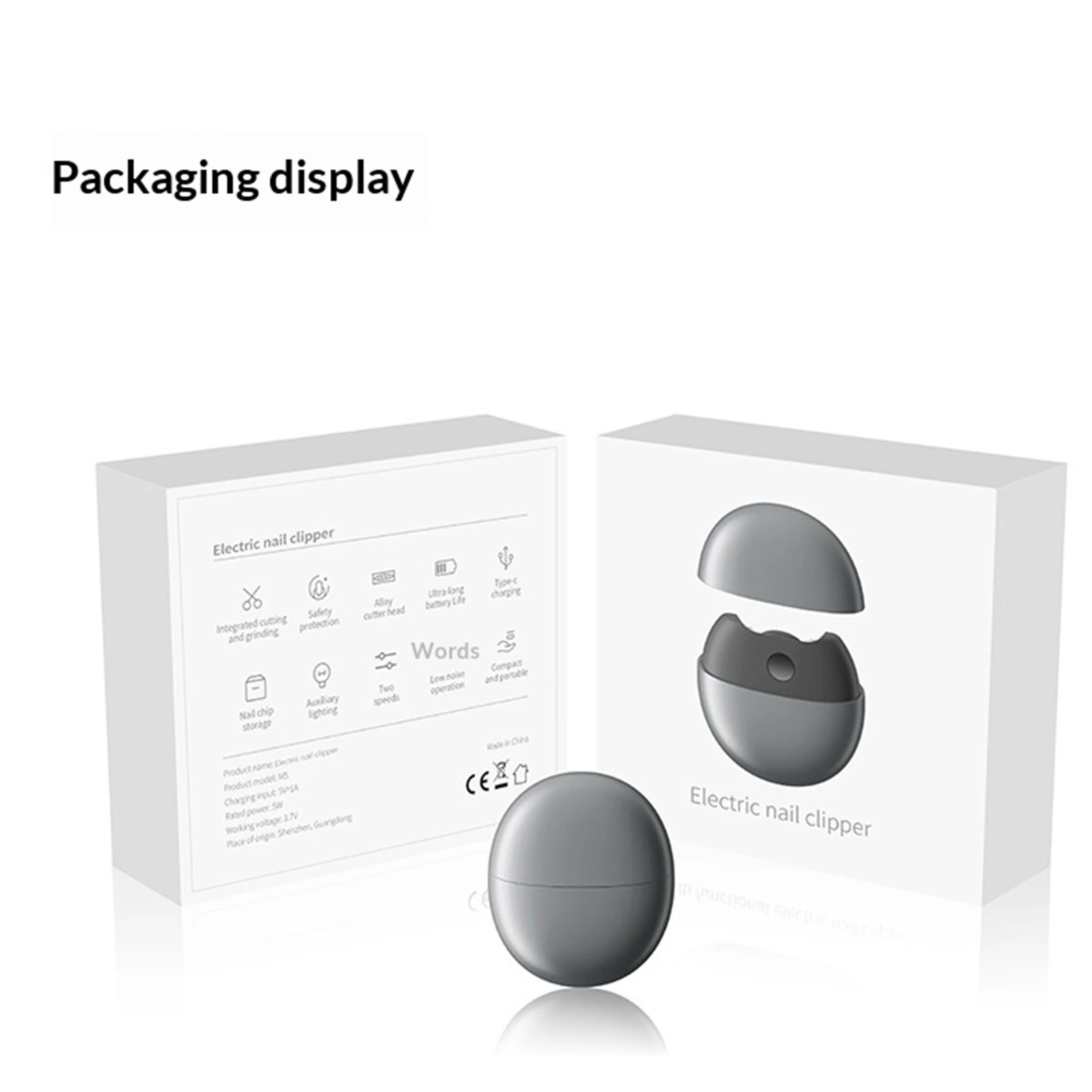 

Electric Automatic Nail Clipper with Light and Scraps Storage Rechargeable Nail Cutter Suitable for Baby Elderly and Adults