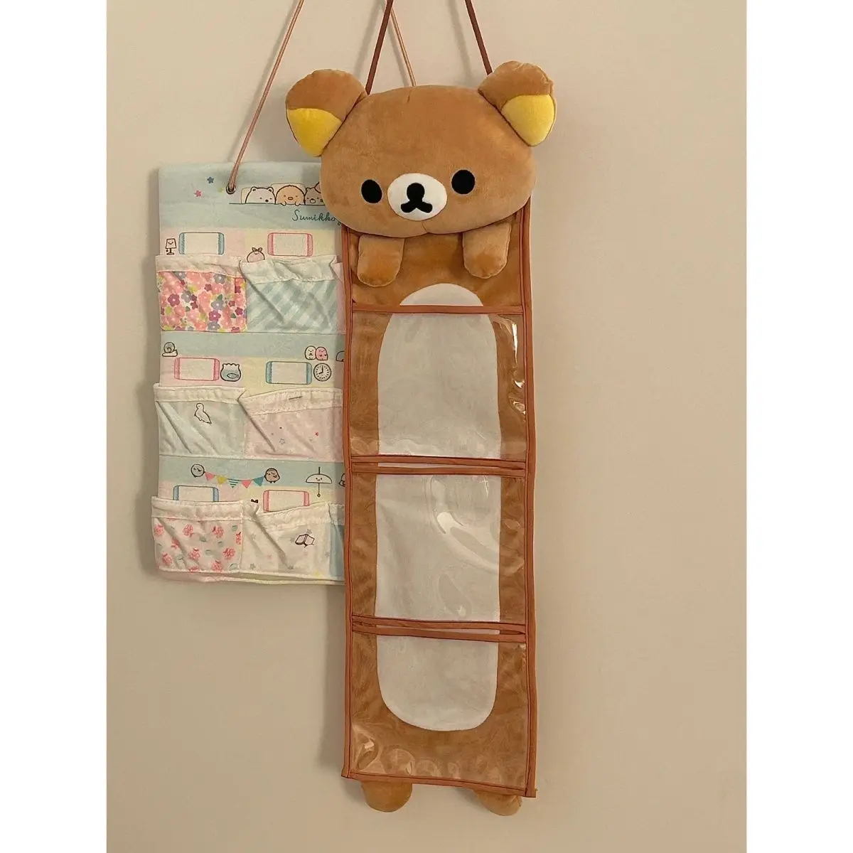 

Japanese Cartoon cute rilakkuma Wall-mounted Storage Bag Student Dormitory Large Capacity Storage Bag Door Back Hanging Bag