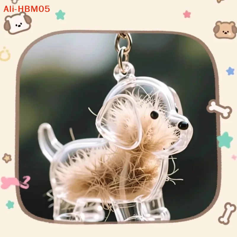 (HB05)Clear Puppy Hair Memorial Keepsake Capsule Pet Dog Fur Container DIY Pendant Keychain Decor Pet Lovers Home Display Gifts view 4