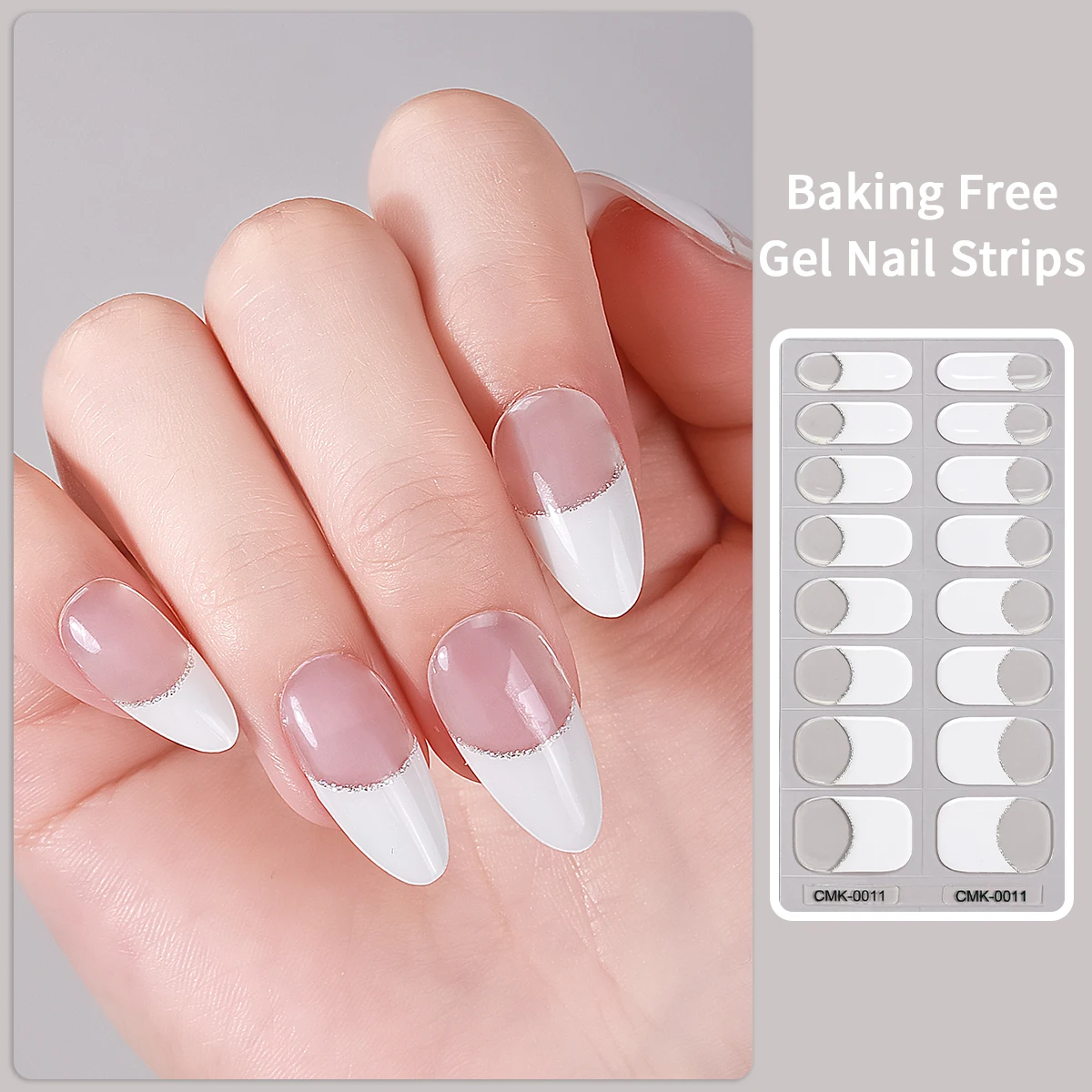 

16Tips Full Cover Gel Nail Sticker French Long-lasting Gel Nail Art Stickers Press on Nails for Gel Nail Wraps Manicure Decor