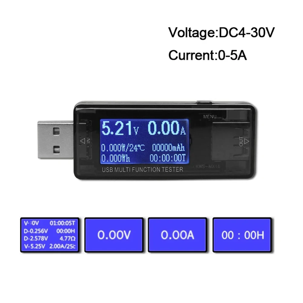 -Ut 5a Usb Kleurenscherm Tester 0.96-Inch Ips Voltmeter Vermogen Capaciteit Snel Opladen Protocol Qc2.0/3.0 Lader Tester