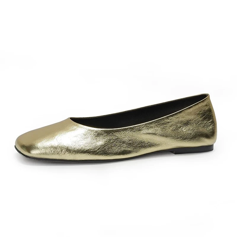Weiche, bequeme Wohnungen für Damen, 2025, neue einfache Leder-Vintage-Mary-Janes-Luxus-Designer-Schuhe mit quadratischer Zehenpartie, Schaffell-Damen