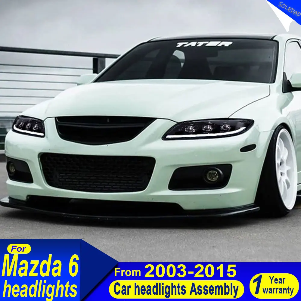 Car For Mazda 6 LED Headlights Mazda 6 2003-2015 Headlights Atenza DRL Head Lamp Turn Signal High Beam Angel Eye Projector Lens
