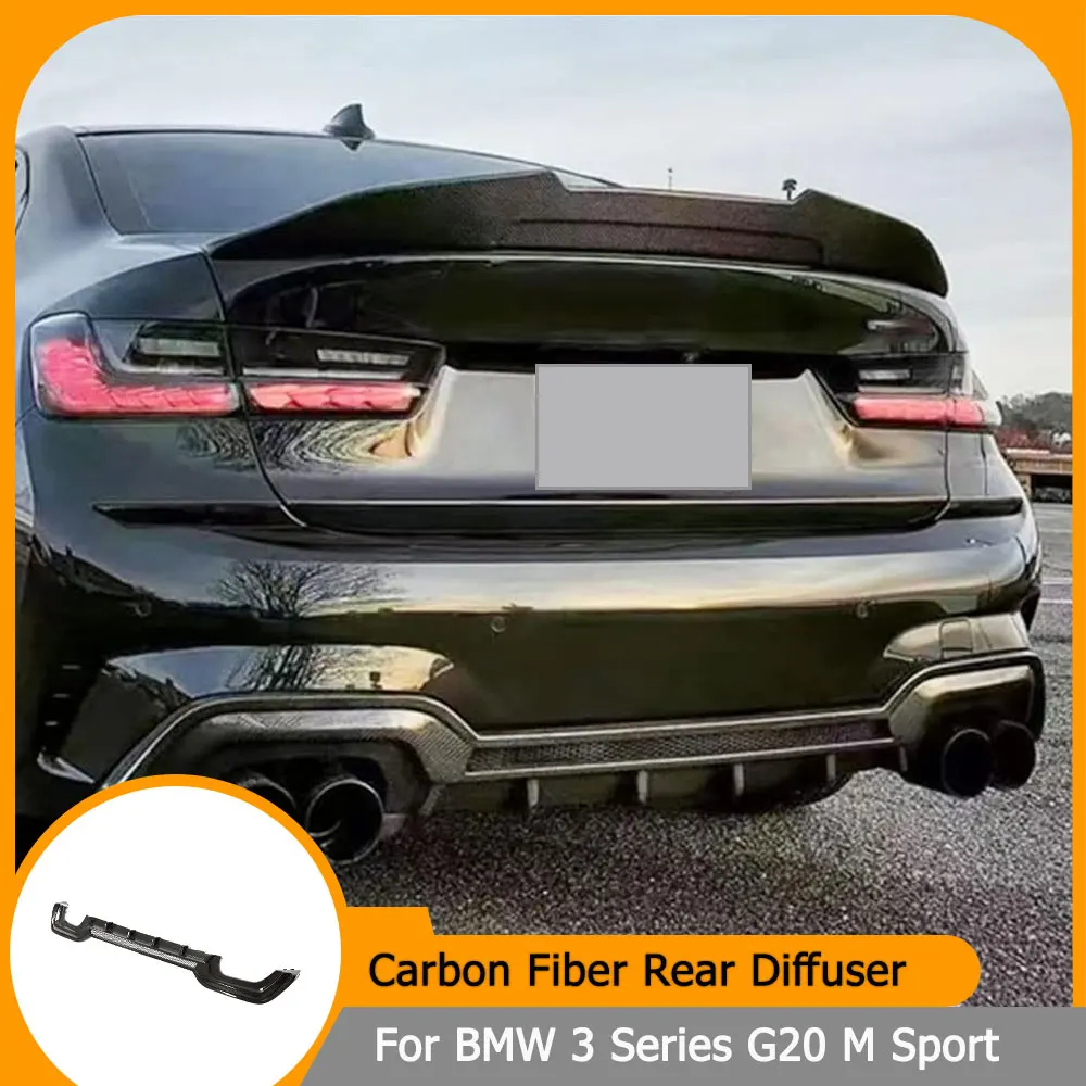 Car Rear Bumper Diffuser Lip for BMW 3 Series G20 M Sport 2020-2022 Carbon Fiber Rear Diffuser Lip Spoiler FRP Glossy Black