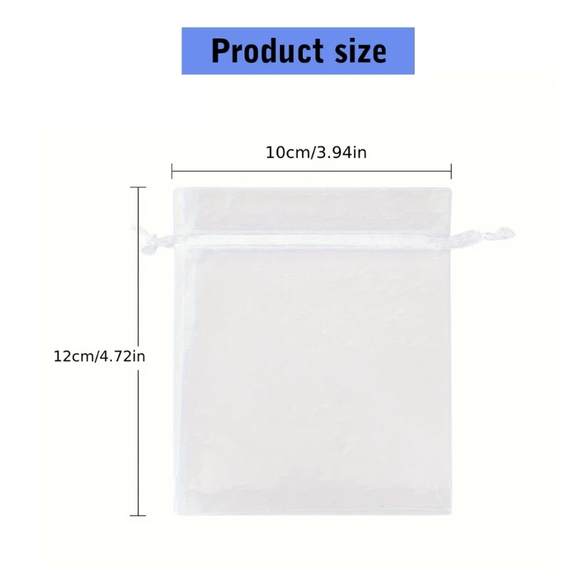 50pcs White Transparent Mesh Fabric Bags for Storing Items Small Drawstring Bag Polyester Bead Jewelry Storage Pouches