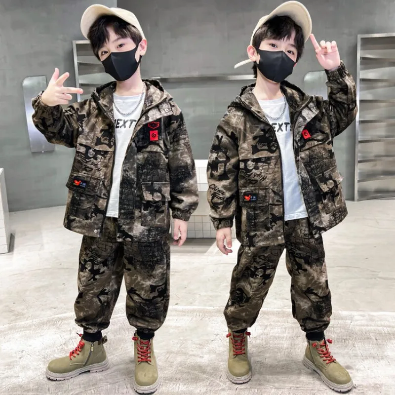 Boys Coat +Pants Cotton 2PCS/Set Kids Sport Suits 2023 Handsome Spring Autumn High Quality Custom Children Sets