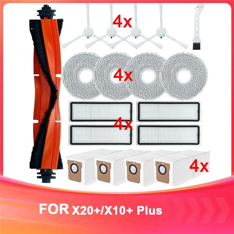 SOFT-For Robot Vacuum X20+ / X20 Plus Vacuum Cleaner Replacement Main Side Brush Mop Cloth Filter Parts