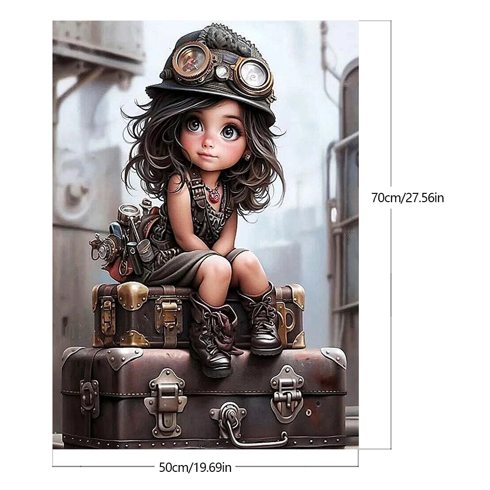 

Paint By Numbers Kit On Canvas DIY Oil Art Girl on The Suitcase Picture 50x70cm