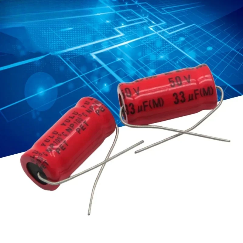 10PCS audio frequency division 33uf 50v horizontal axial NP non-polar electrolytic capacitor 50v 33uf 10X20m