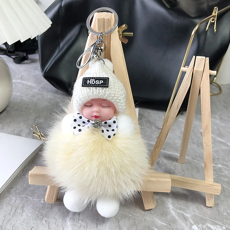 Echt fuchs Pelz Pompon Schlüssel bund Pelz Schlüssel anhänger Plüsch niedlich flauschige Accessoires Schlüssel anhänger Puppe Ring Pelz Pom Pom Schlüssel anhänger Tasche Charme