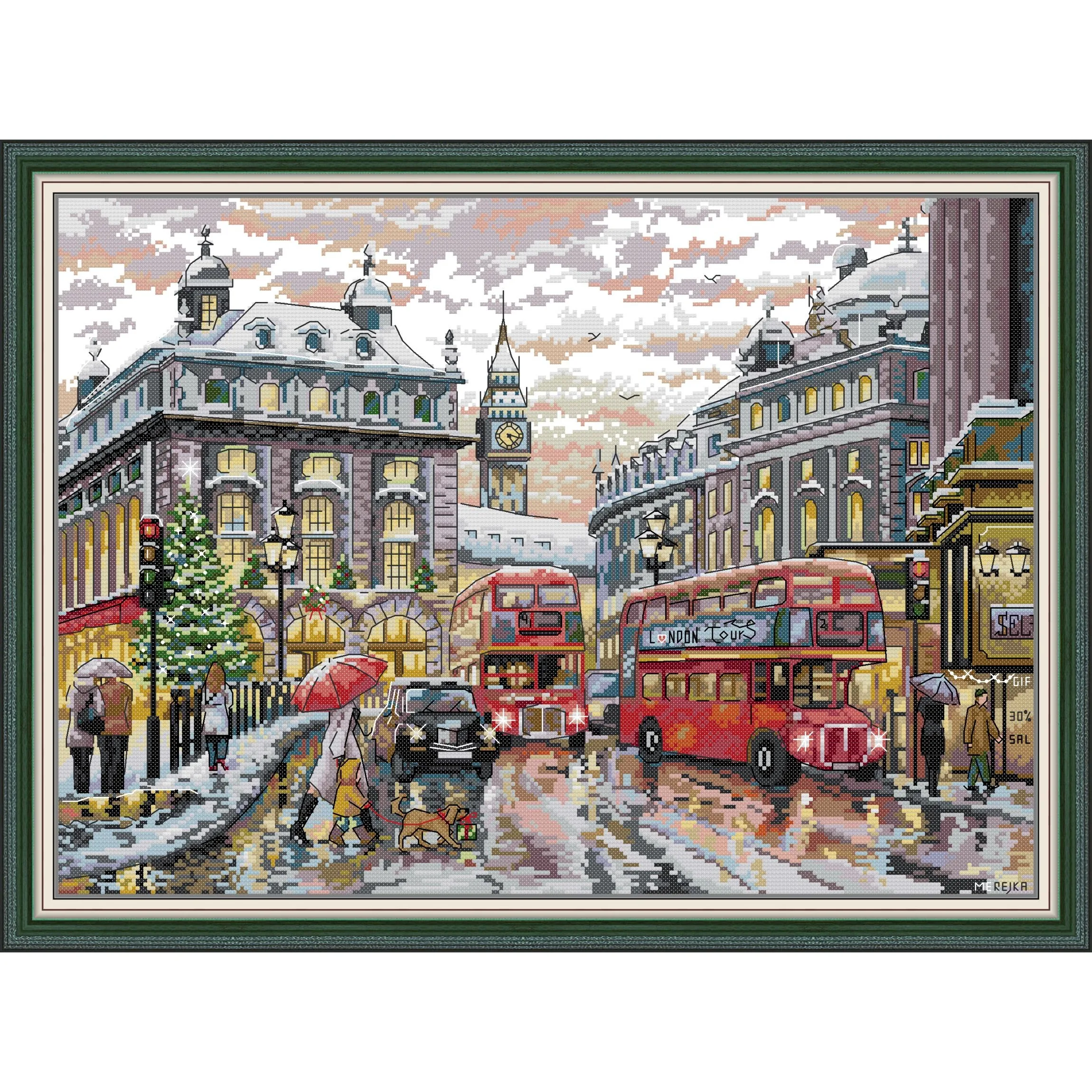 

Soulgift News Набор для вышивки крестом с предварительной печатью, штампованная ткань Аида с нитками DMC, набор для вышивания - вид на улицу 8