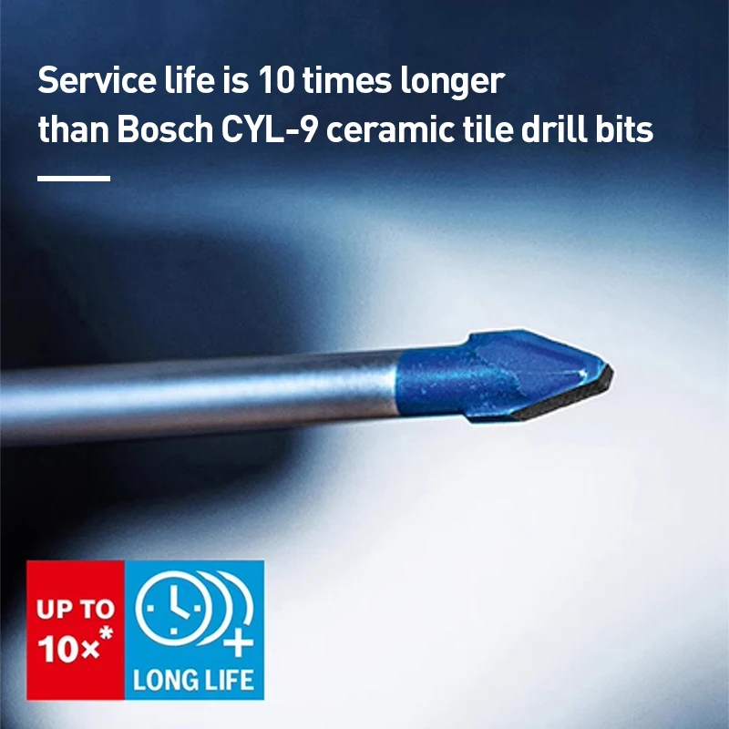 Bosch EXPERT Hex Shank Ceramic Drill Bit, Hard Alloy, Self-Centering Tip for Tile Glass Stone, Fits Impact Drill, 6/8/10/12mm