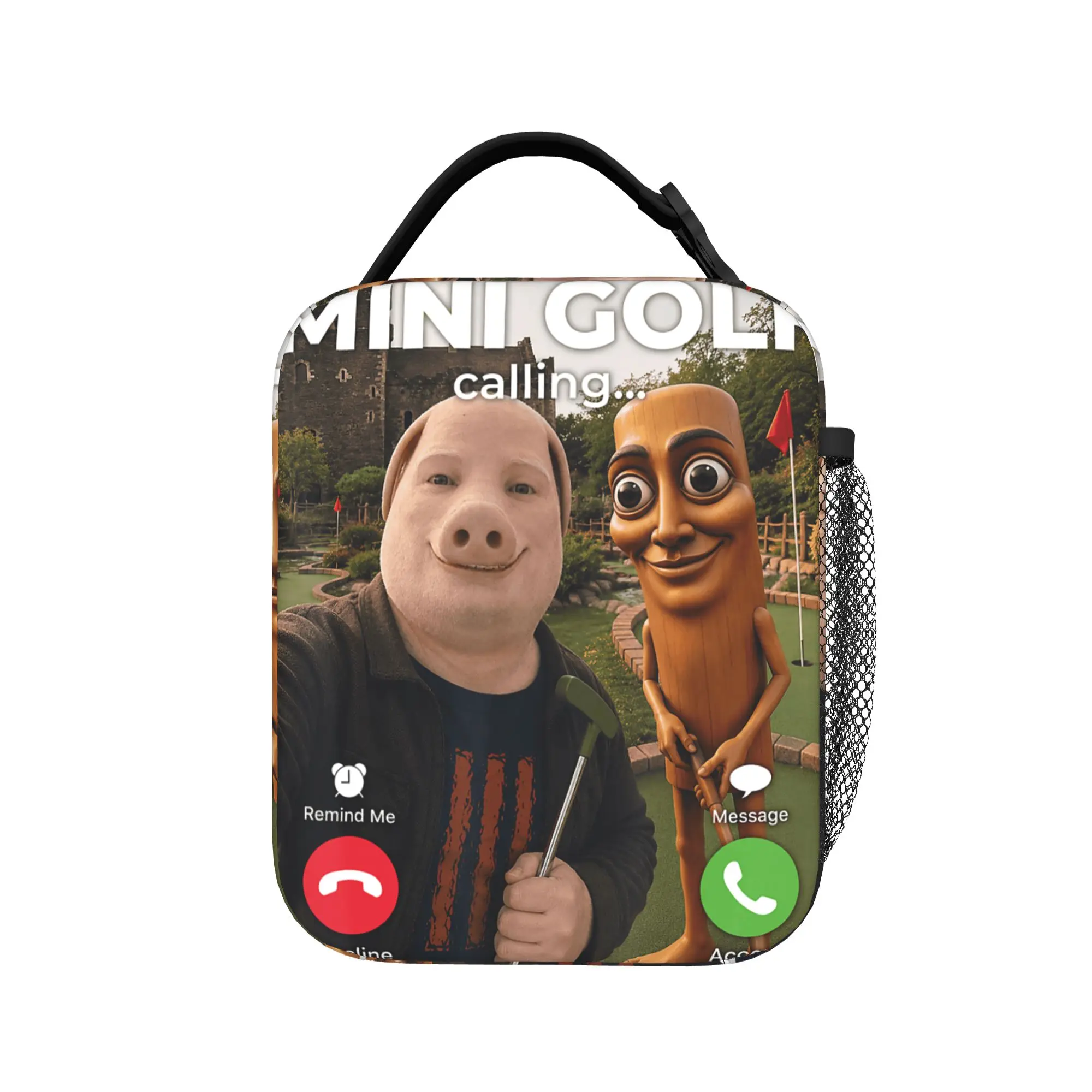 Golfer Funny Meme Mini Golf Brainrot Friends John Pork Sahur Lunch Bag  Picnic Lunch Box Child Casual Print Thermal Lunch Bags