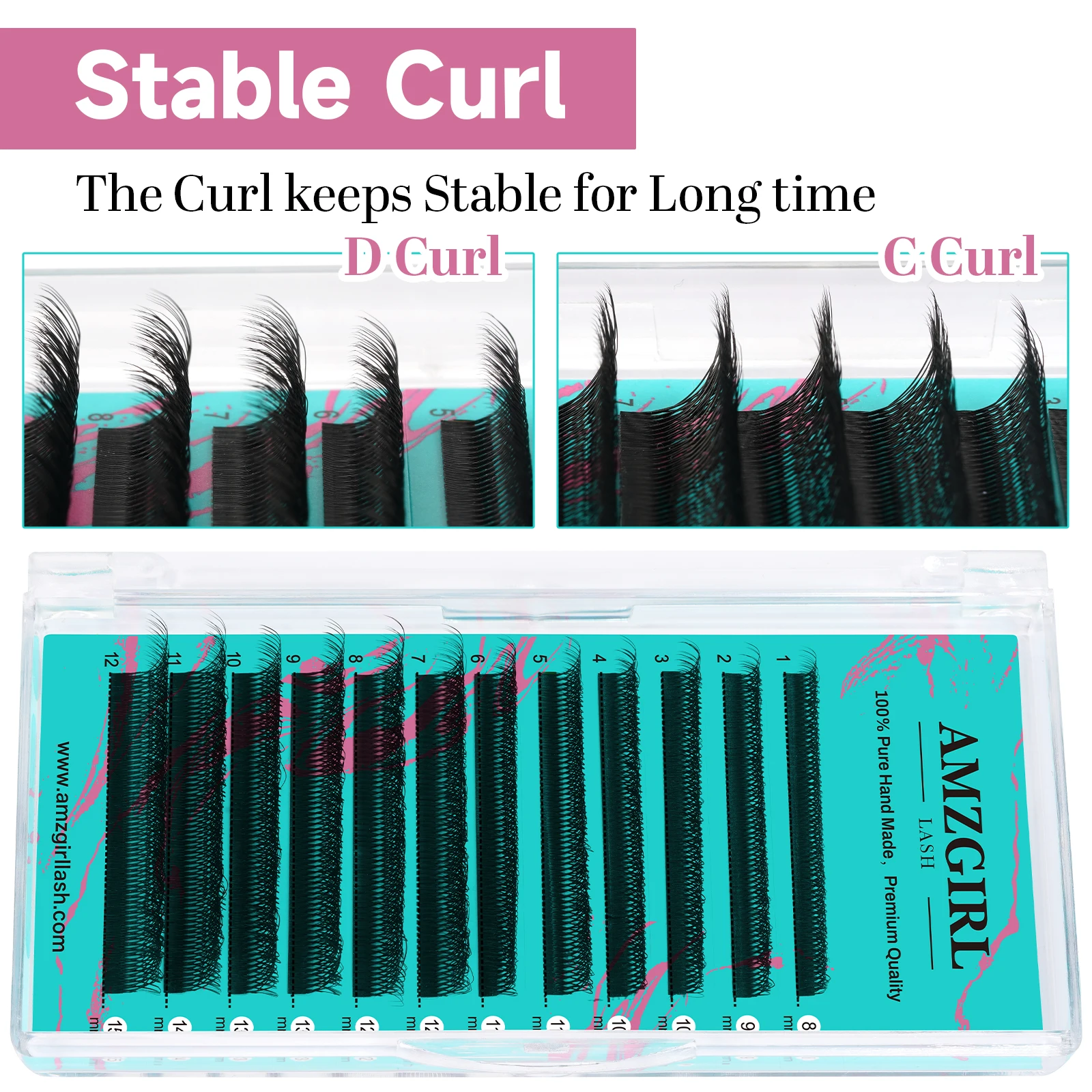 Amzgirl W شكل الرموش التلقائي المزهرة 3D/4D/5D/6D/8D رمش ملحقات المشجعين 8-15 مللي متر الطبيعية لينة المهنية جلدة