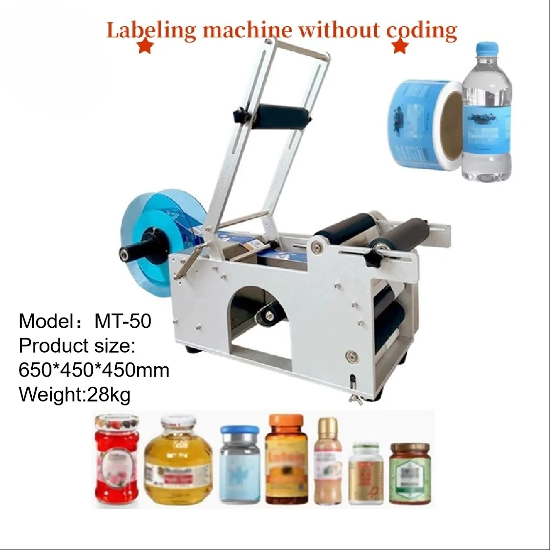 Small Manual Sticker Labeling Machine for Round Plastic Metal and Glass Bottles Simple Hand Lifting Tool