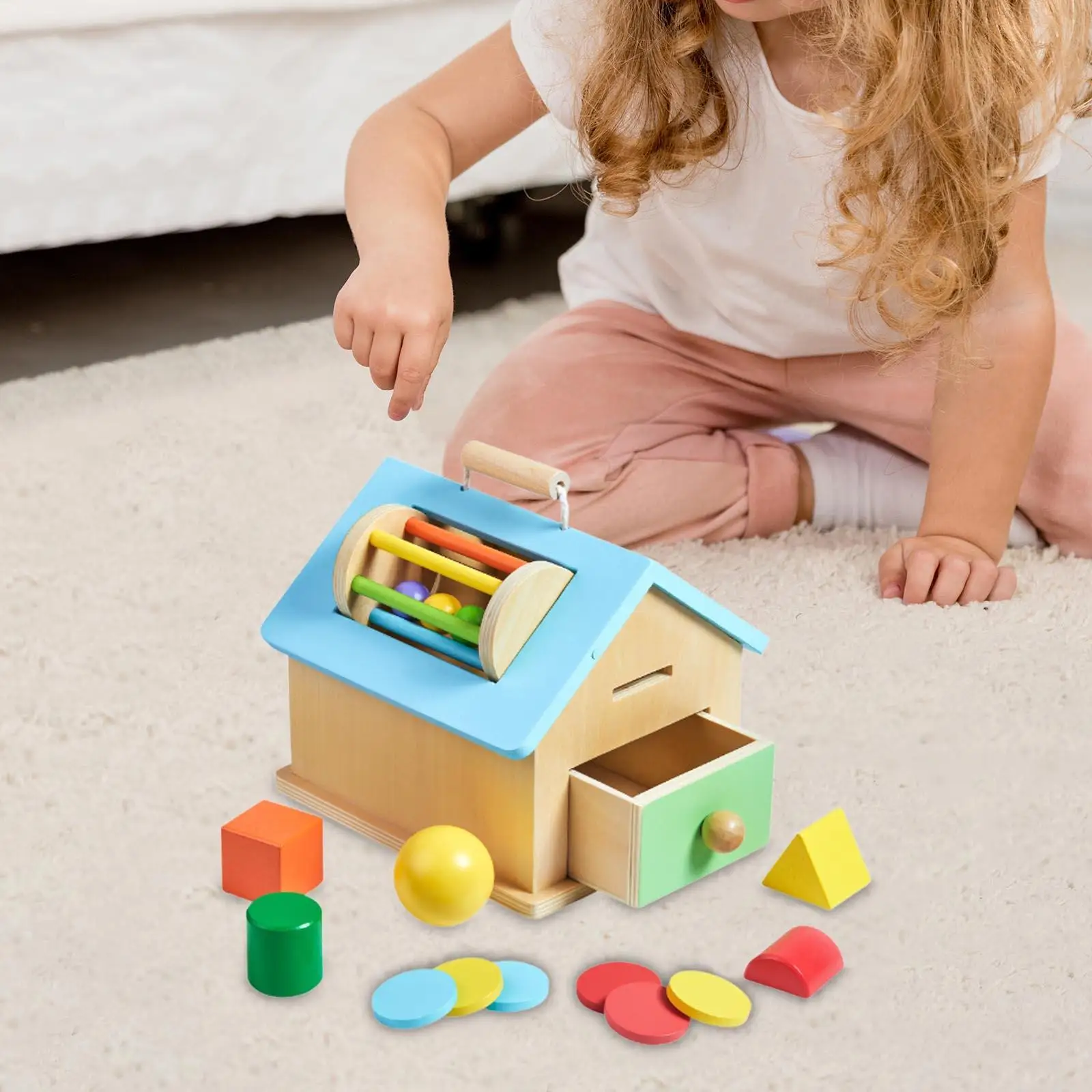 Wooden Montessori Activity House Multifunctional Activity Board Wooden