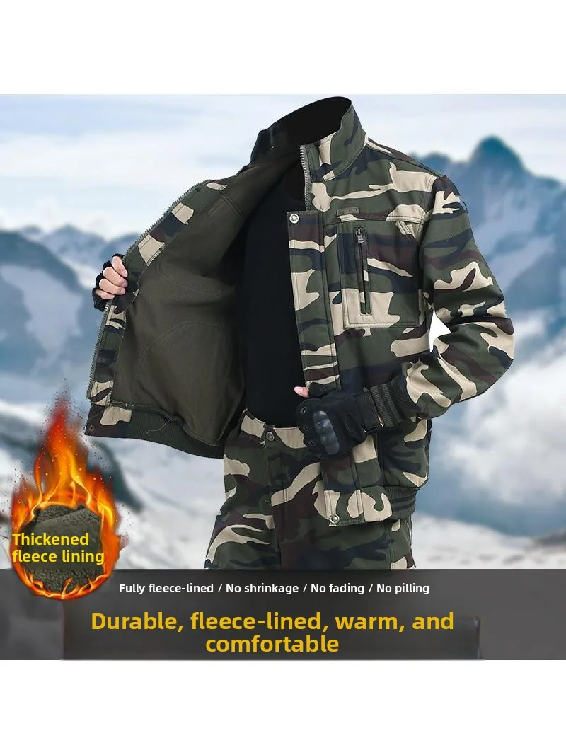 

Thickened Cotton Workwear Set Men's Winter Thermal Protection Welding Pure Cotton Camouflage Upper Apparel