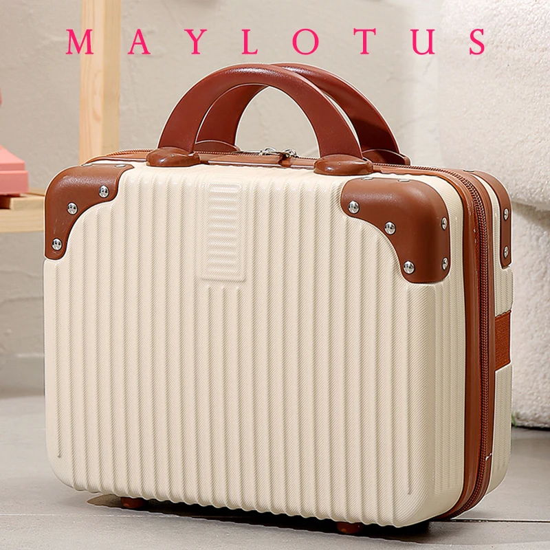 

14 Inch Beige Waterproof Explosion-proof Lady Travel Suitcase Women's Makeup Bag Size:30-15-20cm