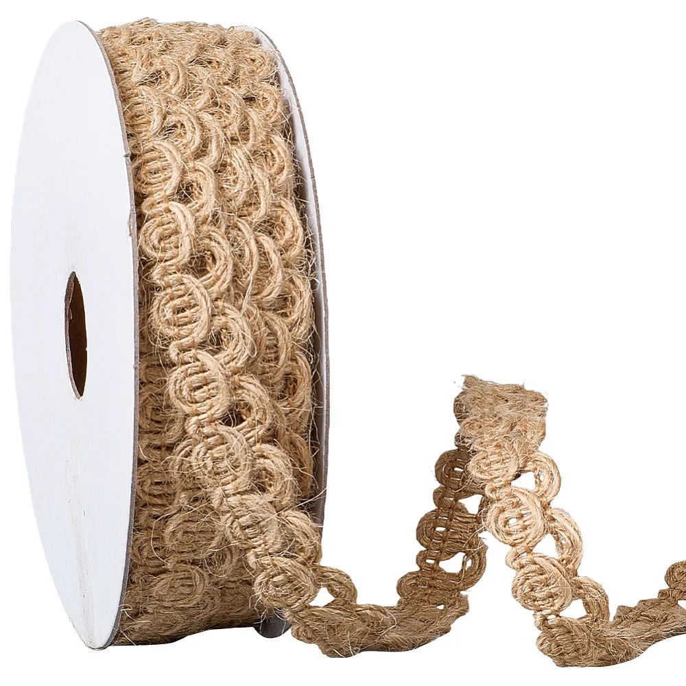 1 Roll Burlap Lace Ribbons for Wedding Party Decor BurlyWood 1/2 inch(12mm) 10.94 Yards(10m)/Set
